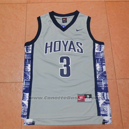 Maglia NCAA Georgetown Hoyas Allen Iverson #3 Grigio